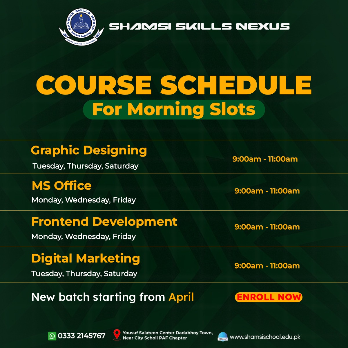 IT Courses Schedule